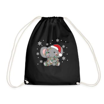 Elefant Weihnachten Winter Tiere Elefanten - Turnbeutel - Schwarz - Vorne