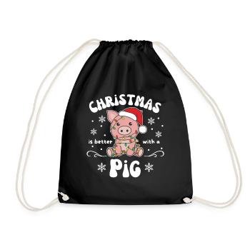 Noël, c’est mieux avec un cochon - Sac de sport léger - noir - Devant
