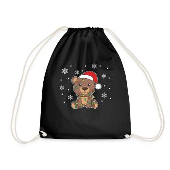 Ours Noël Hiver Animaux Ours - Sac de sport léger - noir - Devant
