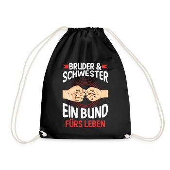 Geschwister Bruder und Schwester - Turnbeutel - Schwarz - Vorne