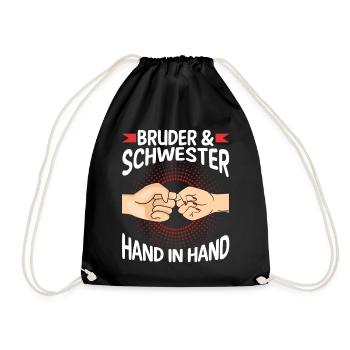 Geschwister Bruder und Schwester - Turnbeutel - Schwarz - Vorne
