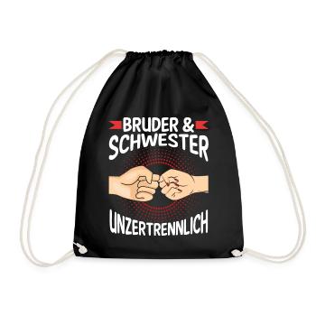 Geschwister Bruder und Schwester - Turnbeutel - Schwarz - Vorne