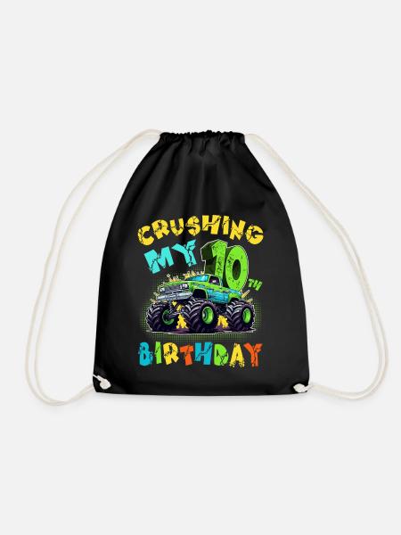 10. Geburtstag Monster Truck 10 Jahre Geschenk - Turnbeutel - Schwarz