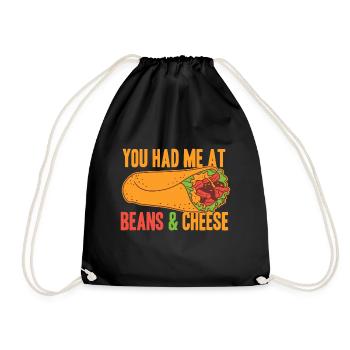 Burrito Beans And Cheese Cool Mexican Taco Food - Drawstring Bag - black - Front