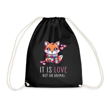 Kawaii Fuchs mit Schal Kunst - Es ist Liebe nicht an - Turnbeutel - Schwarz - Vorne