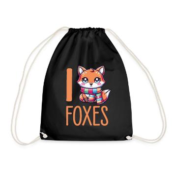Charmant renard kawaii avec écharpe - parfait pour le renard - Sac de sport léger - noir - Devant