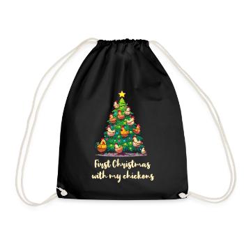 Christmas with chickens chicken owner chicken coop - Drawstring Bag - black - Front