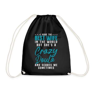 Doula Birth Worker Wife Husband I - Drawstring Bag - black - Front