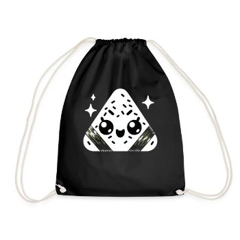 Entzückende Kawaii Onigiri Japanische Reisbällchen - Turnbeutel - Schwarz - Vorne