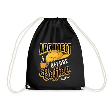 Architect Before Coffee Engineering Coffee Lover - Drawstring Bag - black - Front