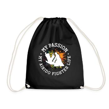 Aikido Fighter My Passion My Japanese Martial Arts - Turnbeutel - Schwarz - Vorne