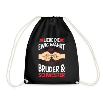 Geschwister Bruder und Schwester - Turnbeutel - Schwarz - Vorne