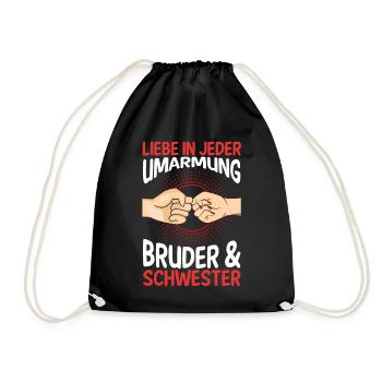 Geschwister Bruder und Schwester - Turnbeutel - Schwarz - Vorne