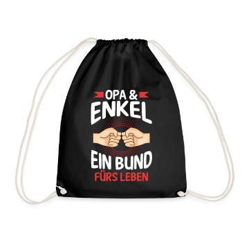 Großvater Opa und Enkel - Turnbeutel - Schwarz - Vorne