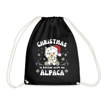 Christmas is better with an alpaca - Drawstring Bag - black - Front