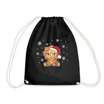 Tricératops Noël Hiver Animaux Dinos - Sac de sport léger - noir - Devant