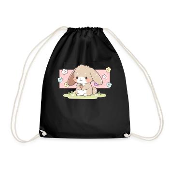 Kawaii Bunny Pastel Sweet Chibi Bunny Cute Aesthet - Turnbeutel - Schwarz - Vorne