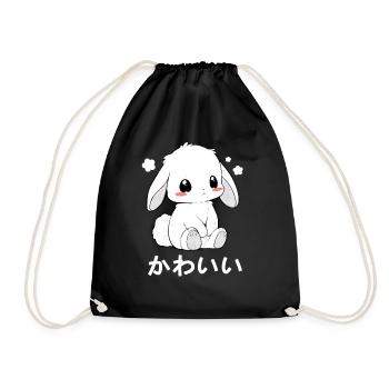 Kawaii Bunny Chibi Animal Japanese Cutesy Style Ae - Turnbeutel - Schwarz - Vorne