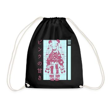 Kawaii Egirl Panda Decora Style Gothic Anime Haraj - Turnbeutel - Schwarz - Vorne