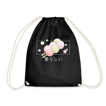 Cute Japanese Dango Pastel Foodie Kawaii Japan Aes - Turnbeutel - Schwarz - Vorne