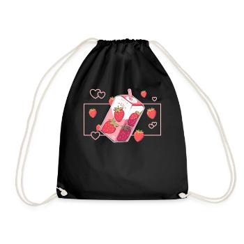 Strawberry Milkshake Fruity Juice Drink Kawaii Aes - Turnbeutel - Schwarz - Vorne