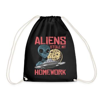 Alien, UFO, UAP, Space, Space Flying Object - Drawstring Bag - black - Front