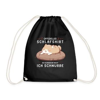 Offizielles Schlafshirt personalisiert mit Katze - Turnbeutel - Schwarz - Vorne
