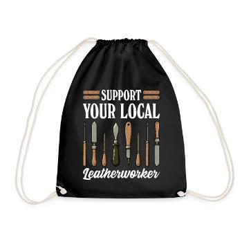 Leatherwork, Stamping, Craftsman, Leatherworker - Drawstring Bag - black - Front