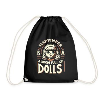 Doll Lover Collectible Dolls Vintage Porcelain - Drawstring Bag - black - Front