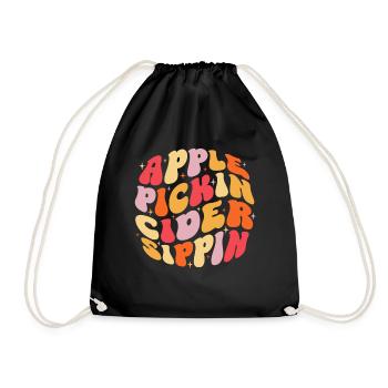 Apple Pickin Cider Sippin Groovy Apple Cider - Drawstring Bag - black - Front