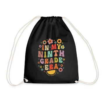 In My Ninth Grade Era 9th Grade Groovy Vintage - Drawstring Bag - black - Front