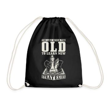 Chess Player Chessboard Strategist Saying Chess - Drawstring Bag - black - Front