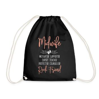 Nurse Midwife Birth Worker Midwife - Drawstring Bag - black - Front