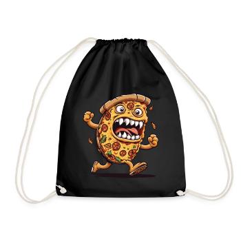 Halloween Pizza Horror Cartoon Movie Night Fun - Drawstring Bag - black - Front