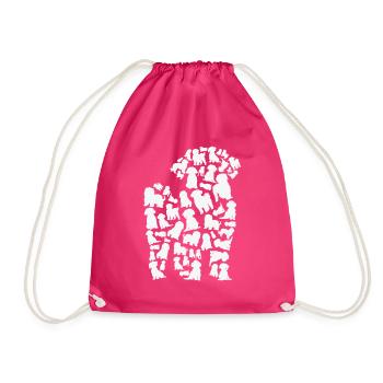 Pudel Hund Mama Pudel Papa - Turnbeutel - Fuchsia - Vorne