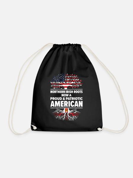 Born Northern Irish Northern Ireland American USA - Drawstring Bag - black