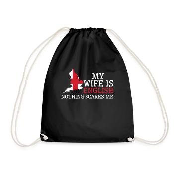 Nothing Scares Me My Wife Is English Husband - Drawstring Bag - black - Front