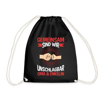 Oma Großmutter und Enkelin - Turnbeutel - Schwarz - Vorne