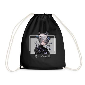Enchanted Anime Guy Butterflies Ethereal Gothic Ae - Turnbeutel - Schwarz - Vorne
