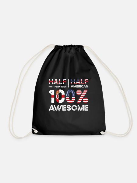 Half Northern Irish Northern Ireland American USA - Drawstring Bag - black