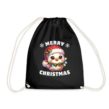 Père Noël chapeau Noël guirlandes lumineuses poulet - Sac de sport léger - noir - Devant