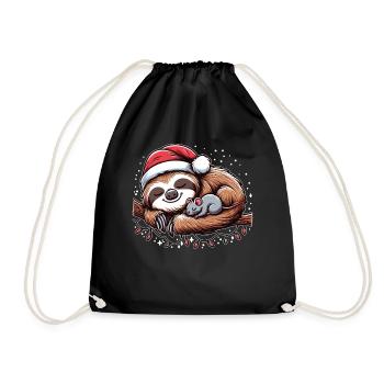Père Noël chapeau Noël paresseux souris - Sac de sport léger - noir - Devant