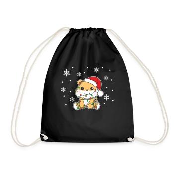 Hamsters Christmas Winter Animals Hamsters - Drawstring Bag - black - Front