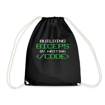 Building Biceps by Writing Code Humor Programming - Turnbeutel - Schwarz - Vorne