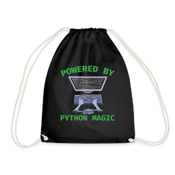 Powered by Python Magic Python Programming Coding - Turnbeutel - Schwarz - Vorne