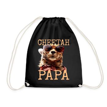 Cheetah Papa Geparden Daddy Vatertag Katzen Dad - Turnbeutel - Schwarz - Vorne