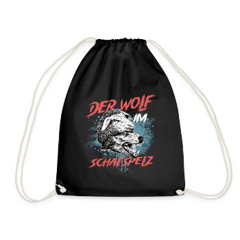 Wolf im Schafspelz, Spruch, Wölfe, Schafe Funshirt - Turnbeutel - Schwarz - Vorne