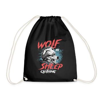 Wolf im Schafspelz, Wölfe, Rudel, Zähne, Raubtier - Turnbeutel - Schwarz - Vorne