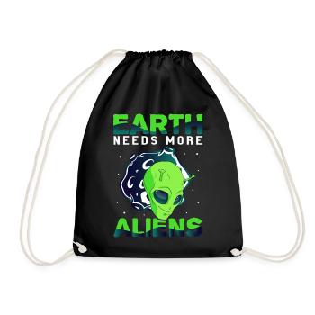 Alien, UFO, UAP, Space, Space Flying Object - Drawstring Bag - black - Front