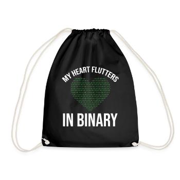 My Heart Flutters In Binary Programmer Computer - Turnbeutel - Schwarz - Vorne